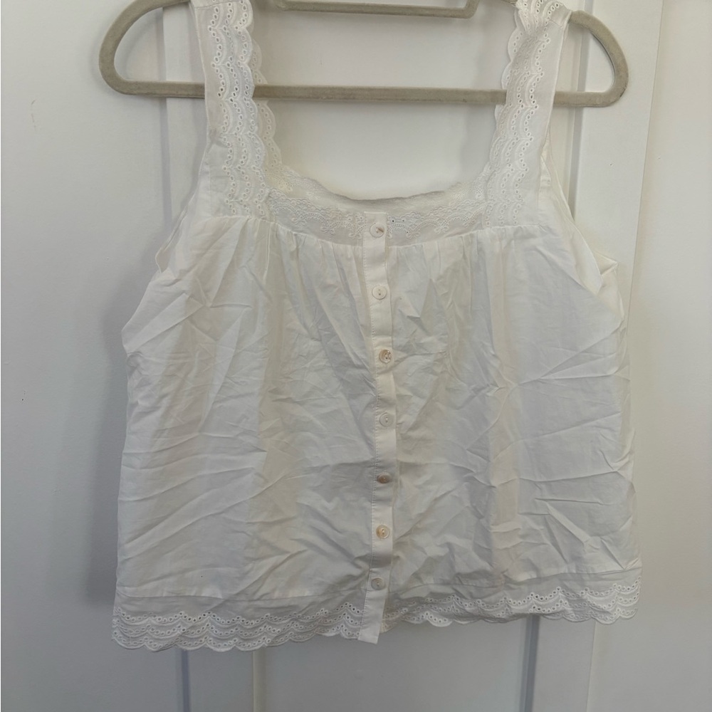 Carly Jean Los Angeles White Lace Button-Up Blouse